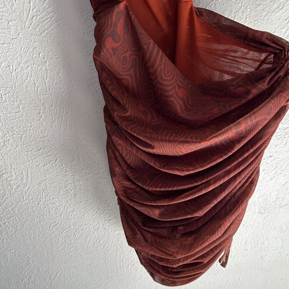 Mistress Rocks Ego Cocoa Mesh Asymmetric Cutout Mini Dress Small - Picture 3 of 8